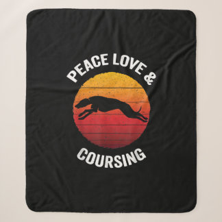 Peace Love _ Coursing Vintage Greyhound Hunting Sherpa Blanket