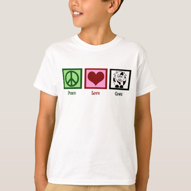 Peace Love Cows Kids T-Shirt (Front)