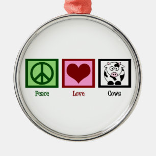 Peace Love Cows Metal Tree Decoration