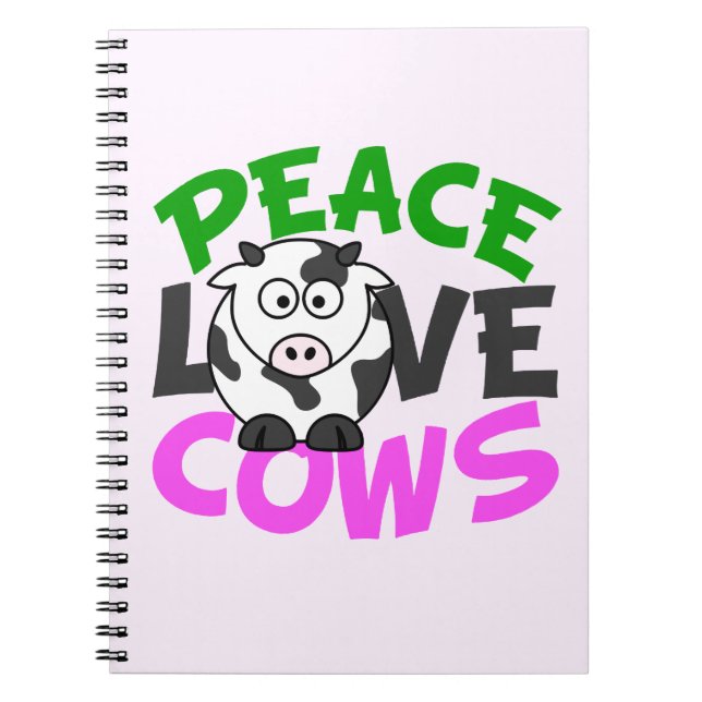Peace Love Cows Spiral Notebook (Front)