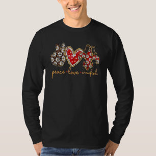 Peace Love Crawfish Leopard Floral Heart Mardi Gra T-Shirt