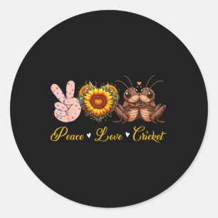Peace Love Cricket Insects Sunflowers Peace Hand S Classic Round Sticker