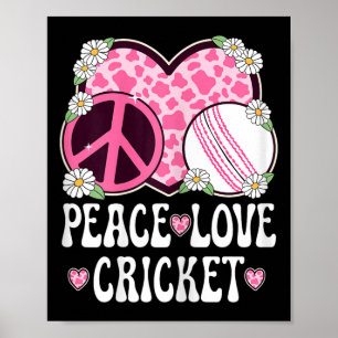 Peace Love Cricket Lover Cow Print Women Girls Cut