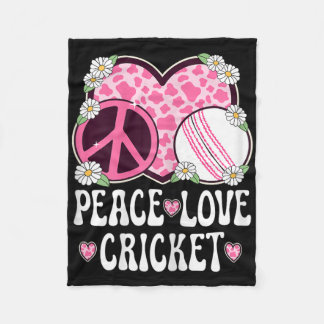 Peace Love Cricket Lover Cow Print Women Girls Cut Fleece Blanket