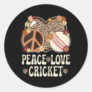 Peace Love Cricket Lover Outfit Cheetah Print Wome Classic Round Sticker
