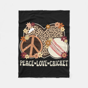 Peace Love Cricket Lover Outfit Cheetah Print Wome Fleece Blanket