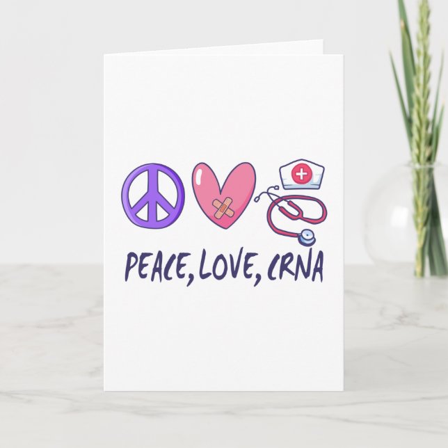 Peace Love CRNA Nurse Card (Front)