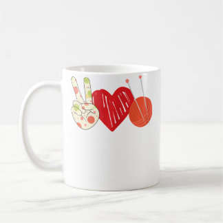 Peace Love Crochet Funny Crocheter Knitting Crafte Coffee Mug