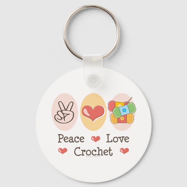 Peace Love Crochet Key Chain (Front)