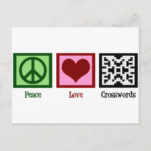 Peace Love Crosswords Postcard