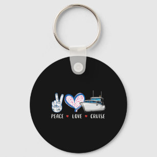 Peace Love Cruise Ship Boat Vacation Gift Men Wome Key Ring