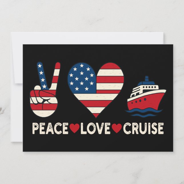 Peace Love Cruise USA Vacation Vibes Invitation (Front)