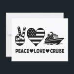 Peace Love Cruise USA Vacation Vibes Postcard<br><div class="desc">Peace sign,  heart and cruise ship. A playful cruise theme for ocean lovers and fans of relaxed USA vacation vibes. Inspired by sunny getaways and freedom at sea.</div>