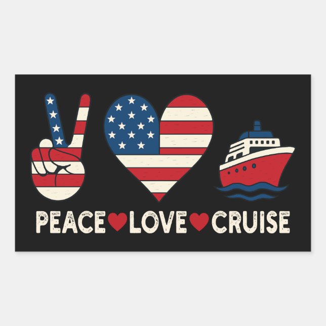 Peace Love Cruise USA Vacation Vibes Rectangular Sticker (Front)