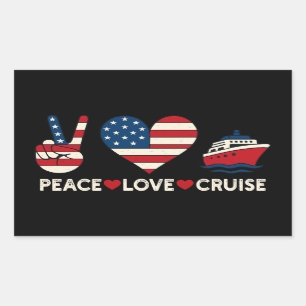 Peace Love Cruise USA Vacation Vibes Rectangular Sticker