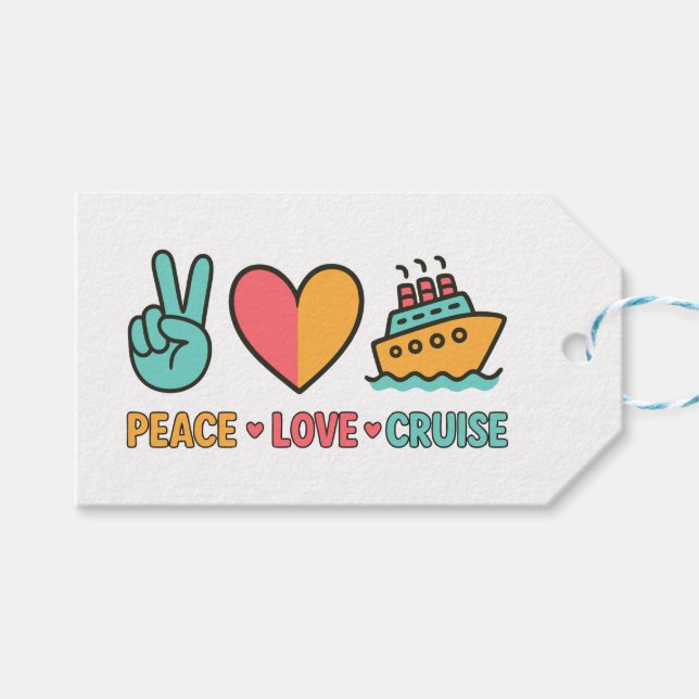 Peace Love Cruise Vacation Gift Tags (Front (Horizontal))