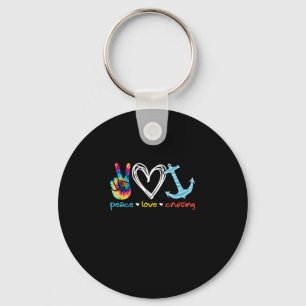 Peace Love Cruising Ship Floating Ocean Tie Dye Key Ring