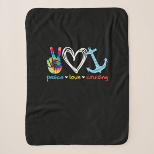Peace Love Cruising Ship Floating Ocean Tie Dye Sherpa Blanket