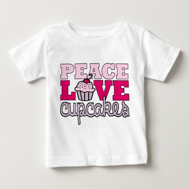 Peace, Love & Cupcakes! Baby T-Shirt (Front)