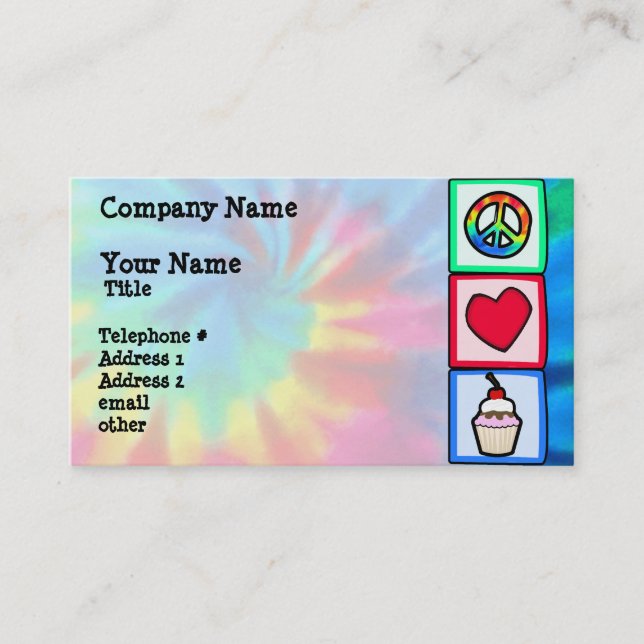 Peace, Love, Cupcakes Business Card (Front)