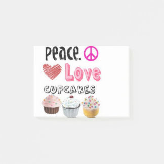 Peace Love Cupcakes cake design Post-it Notes