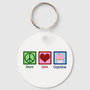 Peace Love Cupcakes Cute Baker Key Ring