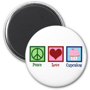 Peace Love Cupcakes Cute Baker Magnet