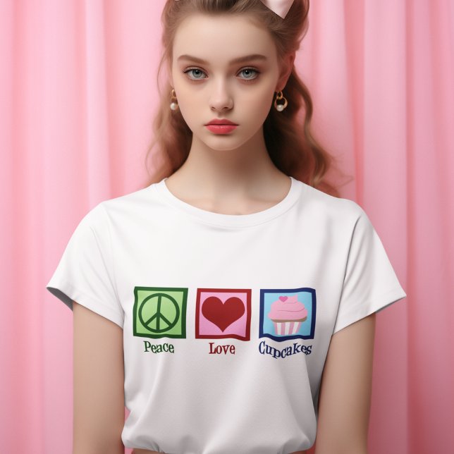 Peace Love Cupcakes Cute Baker Women's T-Shirt (Creator Uploaded)