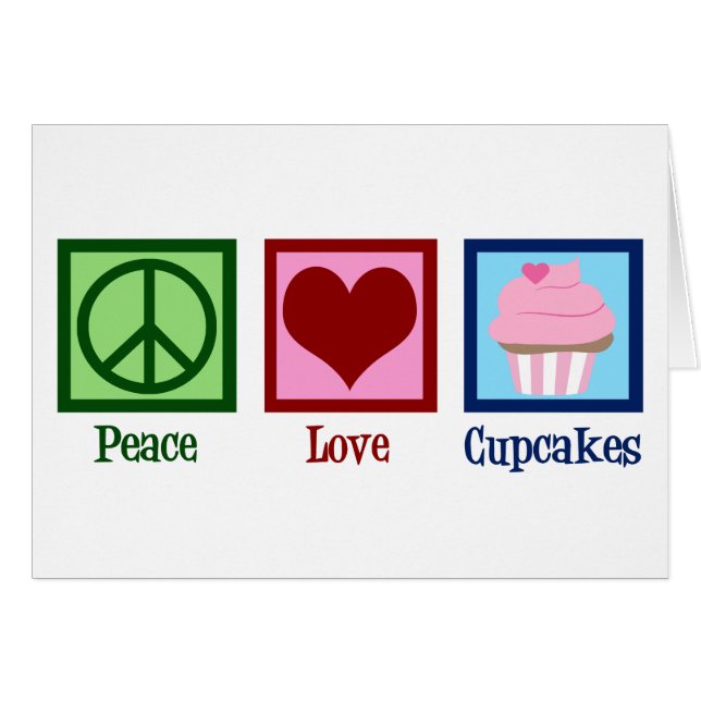 Peace Love Cupcakes Cute Cupcake Card (Front Horizontal)