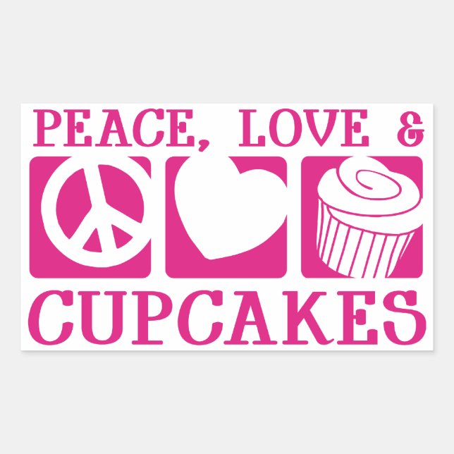 Peace Love Cupcakes Rectangular Sticker (Front)