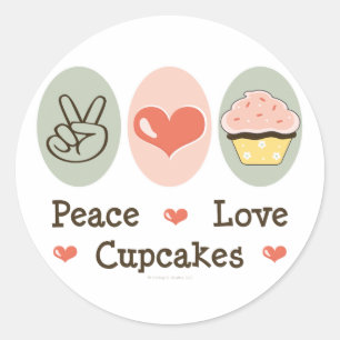 Peace Love Cupcakes Stickers