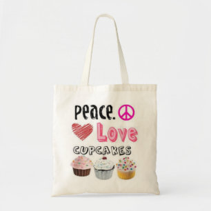 Peace, Love, Cupcakes Tote Bag