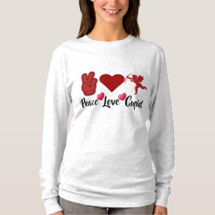 Peace Love Cupid - Adorable Valentine's Day Angel T-Shirt