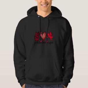 Peace Love Cupid Cute Red Leopard Valentine's Day  Hoodie