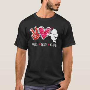 Peace Love Cupid Cute Red Leopard Valentine's Day  T-Shirt