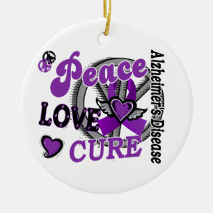 Peace Love Cure 2 Alzheimer's Disease Ceramic Tree Decoration