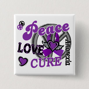 Peace Love Cure 2 Anorexia 15 Cm Square Badge