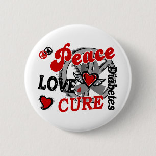 Peace Love Cure 2 Diabetes 6 Cm Round Badge