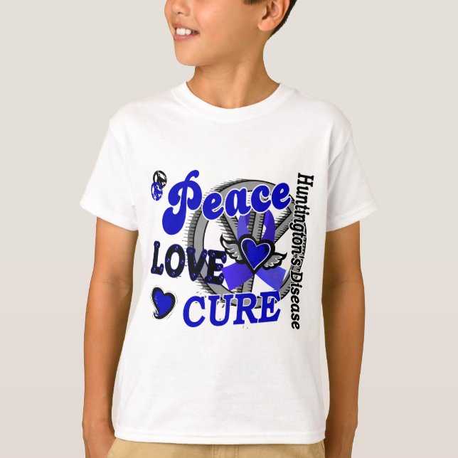 Peace Love Cure 2 Huntington's Disease T-Shirt (Front)