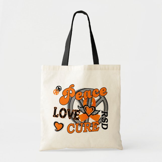 Peace Love Cure 2 RSD Reflex Sympathetic Dystrophy Tote Bag (Front)