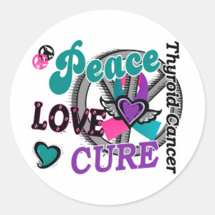 Peace Love Cure 2 Thyroid Cancer Classic Round Sticker