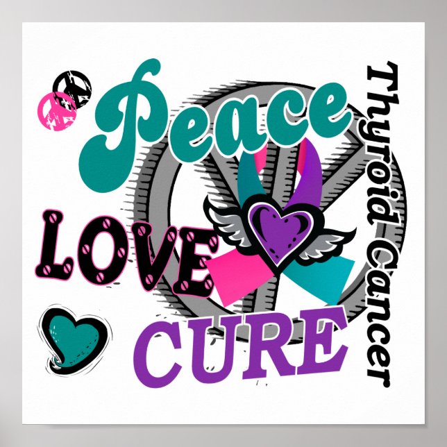 Peace Love Cure 2 Thyroid Cancer Poster (Front)