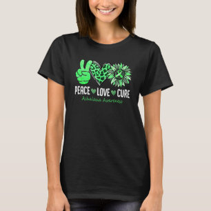 Peace Love Cure Achalasia Awareness Green Sunflowe T-Shirt