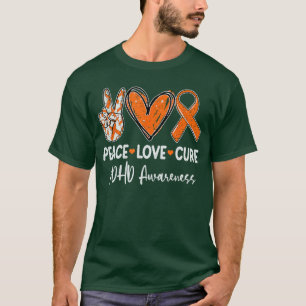 Peace Love Cure ADHD Awareness Ribbon Orange Suppp T-Shirt