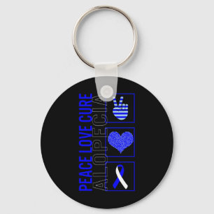 Peace Love Cure Alopecia Awareness Ribbon Warrior  Key Ring