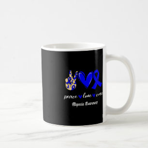 Peace Love Cure Alopecia Blue Ribbon Awareness  Coffee Mug