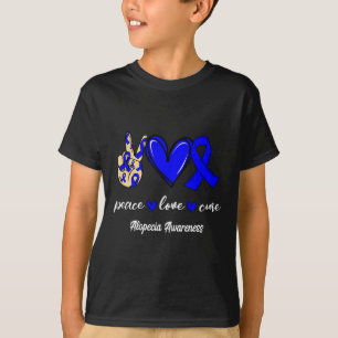 Peace Love Cure Alopecia Blue Ribbon Awareness  T-Shirt