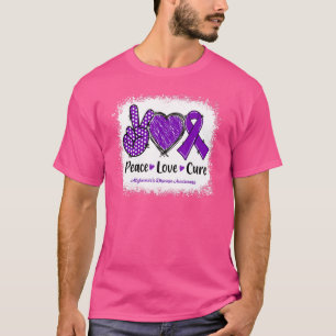 Peace Love Cure Alzheimers Disease Awareness Purpl T-Shirt