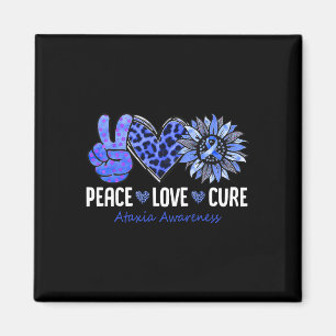 Peace Love Cure Ataxia Awareness Month Blue Sunflo Magnet