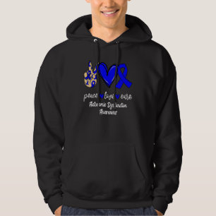 Peace Love Cure Autonomic Dysfunction Blue Ribbon Hoodie